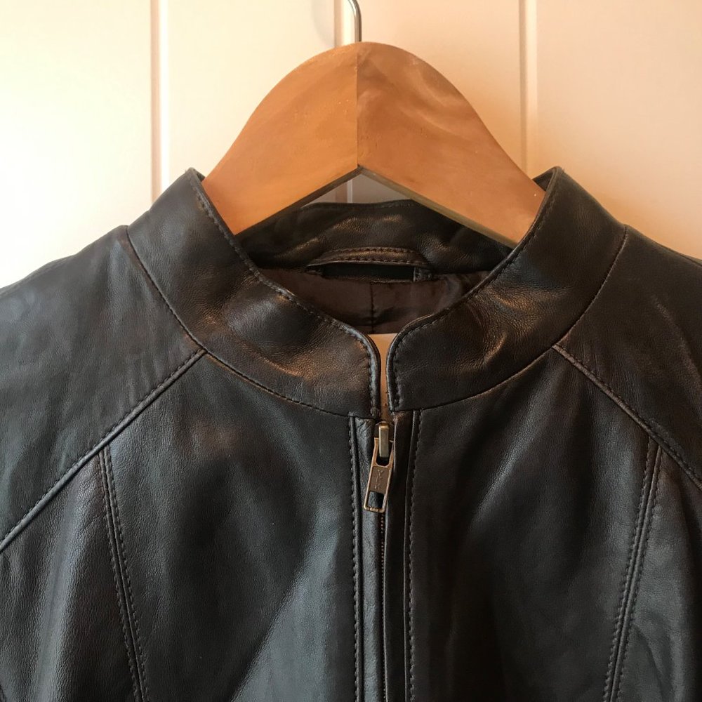 Leather Coat With Ruffle Detail - Picture 8 of 11